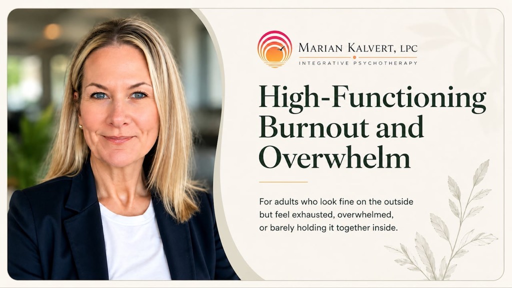 Marian Kalvert speaking about high-functioning burnout and overwhelm